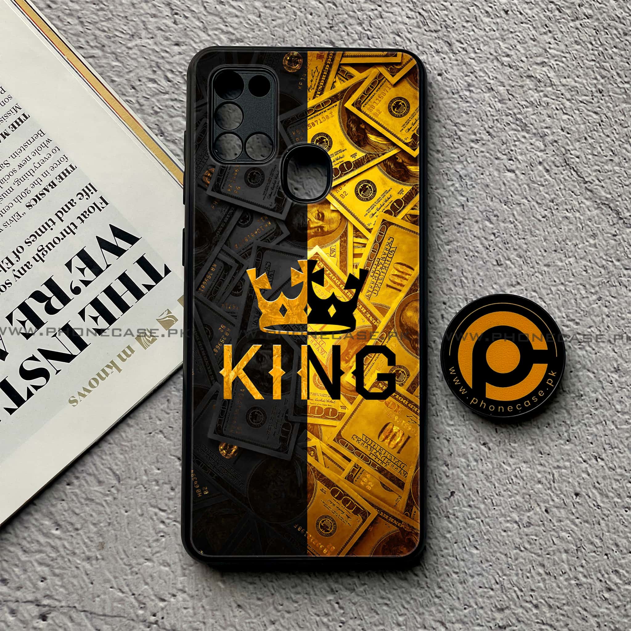 Samsung Galaxy A21s - King Series - Premium Printed Glass soft Bumper shock Proof Case