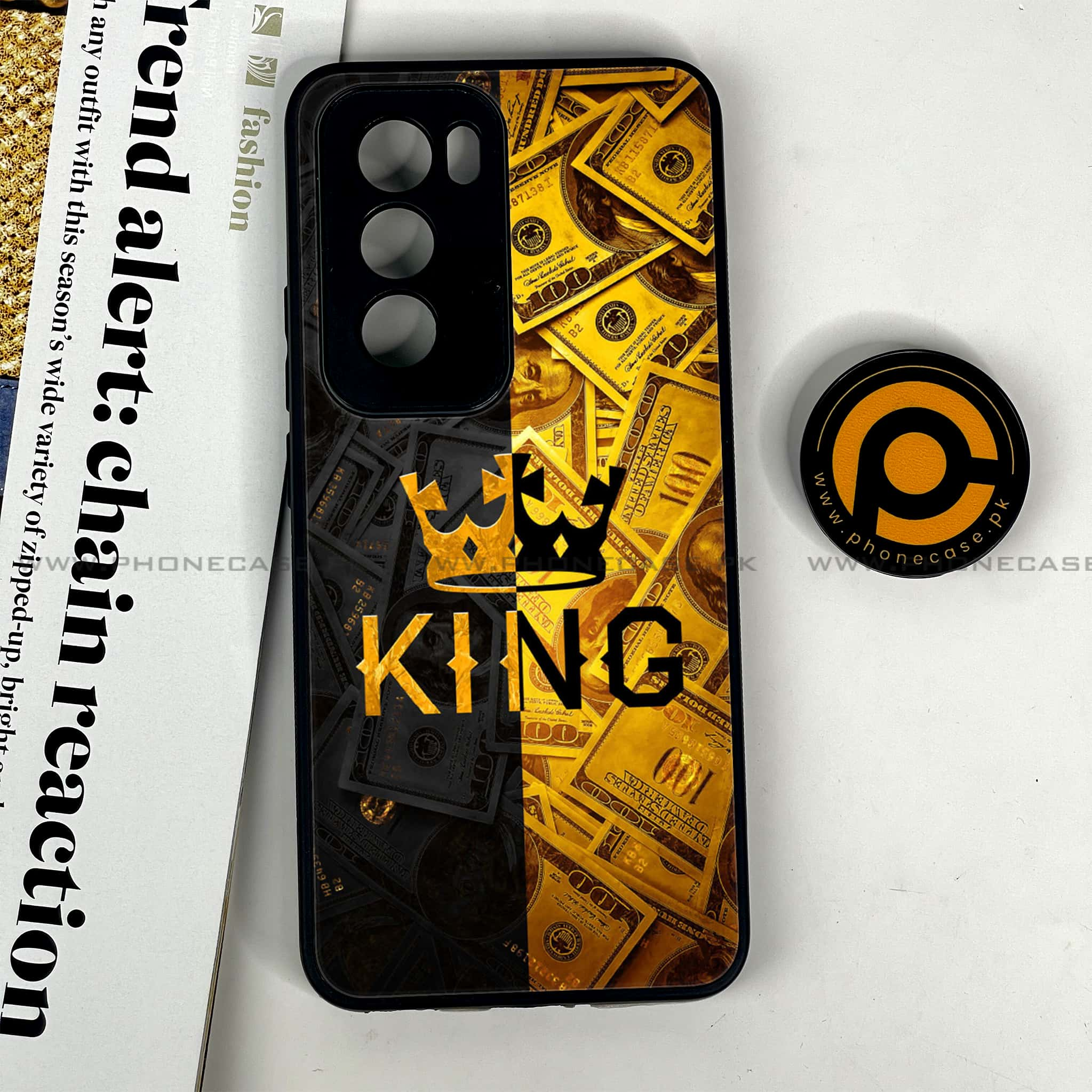 Oppo Reno 12 5G - King 2.0 Series - Premium Printed Glass soft Bumper shock Proof Case