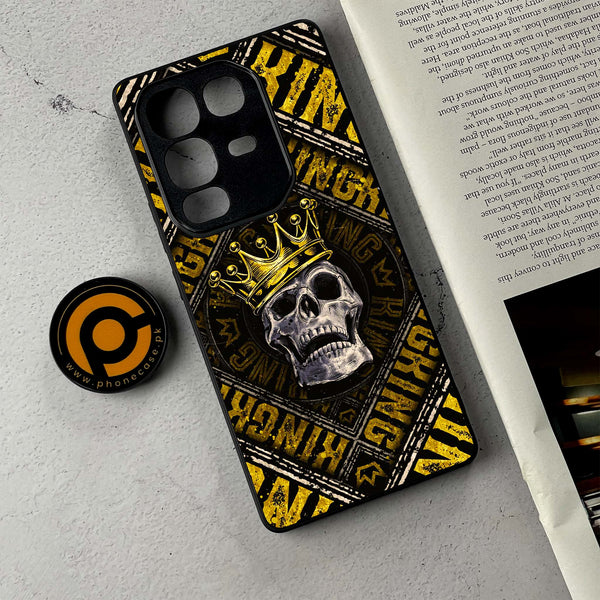 Infinix Note 50 - King Skull Golden - Premium Metal Printed Soft Bumper Shockproof Case