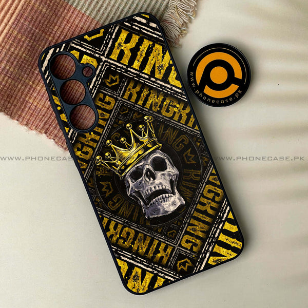 Samsung Galaxy A34 - King Skull Golden - Premium Printed Glass soft Bumper Shock Proof Case