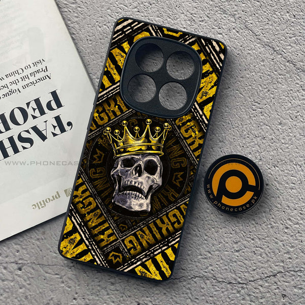 Redmi Note 14 Pro - King Skull Golden - Premium Printed Glass soft Bumper Shock Proof Case CS-44005