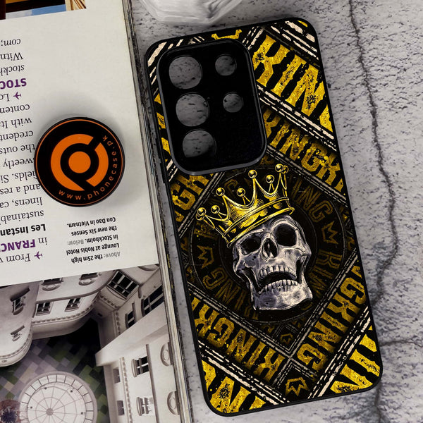 Vivo Y29 4G - King Skull Golden - Premium Metal Printed soft Bumper Shock Proof Case