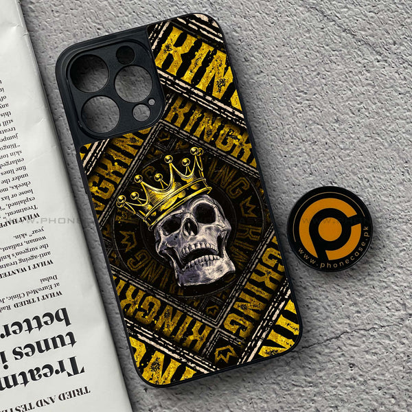 iPhone 15 Pro Max - King Skull Golden - Premium Metal Printed soft Bumper shock Proof Case