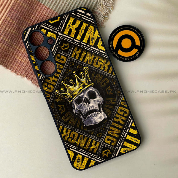 Samsung Galaxy A35 5G - King Skull Golden - Premium Metal Printed soft Bumper shock Proof Case CS-42429