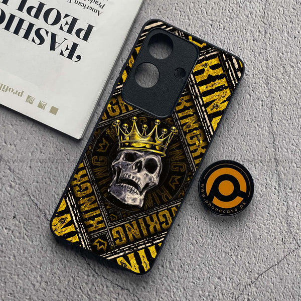 Realme Note 60x - King Skull Golden - Premium Metal  Printed soft Bumper shock Proof Case
