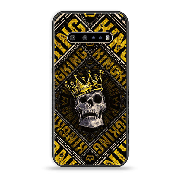 LG V60 - King Skull Golden - Premium Printed Glass soft Bumper Shock Proof Case