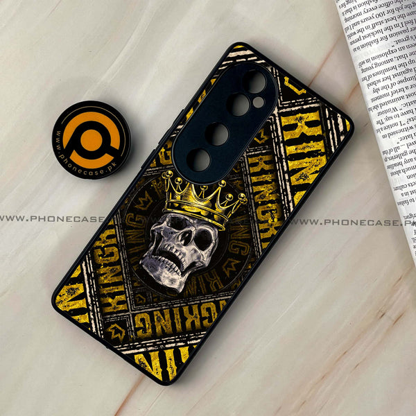 Vivo V40 - King Skull Golden - Premium Printed Glass soft Bumper shock Proof Case