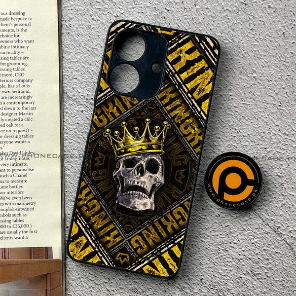 Realme Note 60 - King Skull Golden - Premium Printed Metal Soft Case