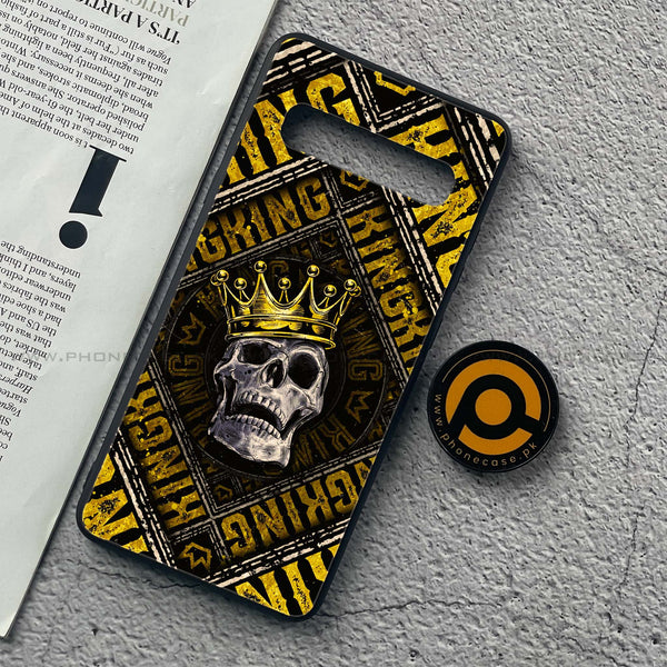 Samsung Galaxy S10 5G - King Skull Golden - Premium Printed Glass soft Bumper Shock Proof Case