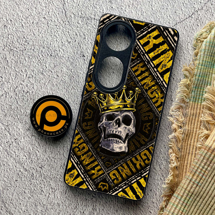 Vivo S19 Pro - King Skull Golden - Premium Metal Printed soft Bumper shock Proof Case