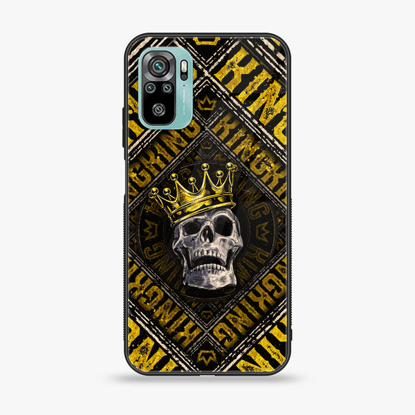 Xiaomi Redmi 10 - King Skull Golden - Premium Printed Glass soft Bumper Shock Proof Case