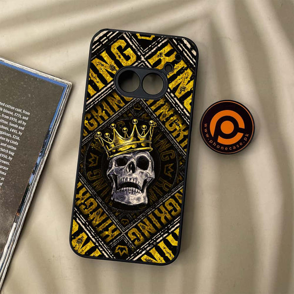 Nothing Phone (2a) - King Skull Golden - Premium Metal Printed soft Bumper Shock Proof Case