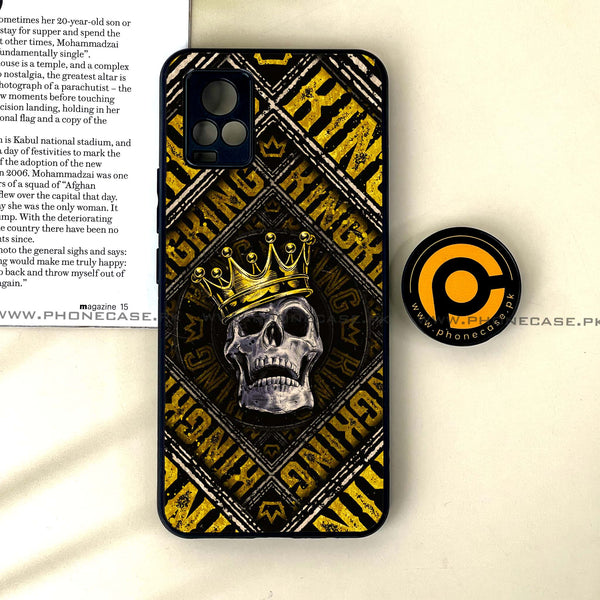 Vivo V20 - King Skull Golden - Premium Printed Glass soft Bumper Shock Proof Case