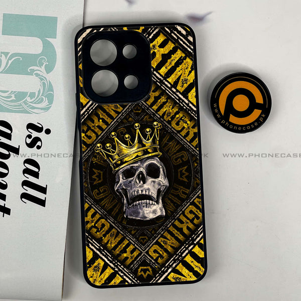 Vivo Y28 - King Skull Golden - Premium Printed Glass soft Bumper shock Proof Case