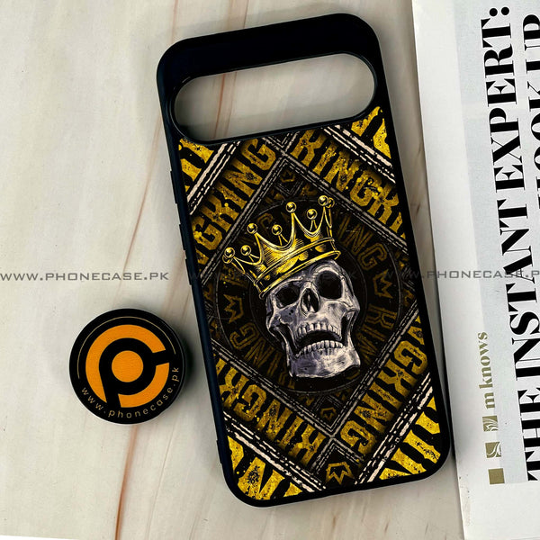 Google Pixel 9 Pro XL - King Skull Golden - Premium Printed Glass soft Bumper shock Proof Case