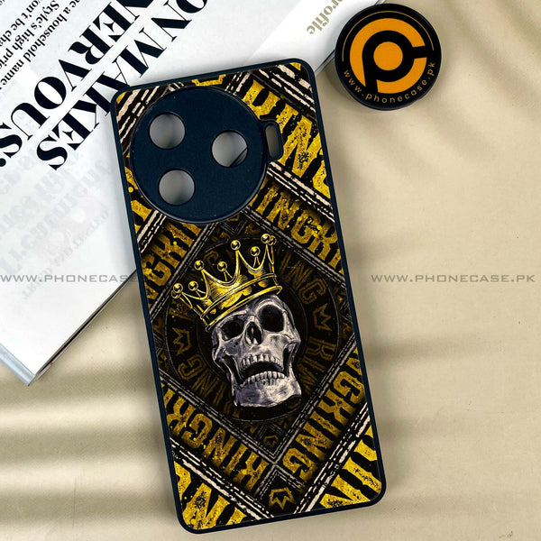 Tecno Camon 30 Pro 5G - King Skull Golden -  Premium Printed Metal soft Bumper shock Proof Case