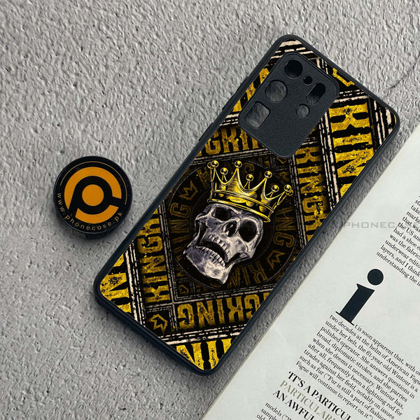 Samsung Galaxy S20 Ultra - King Skull Golden - Premium Metal  Printed soft Bumper shock Proof Case