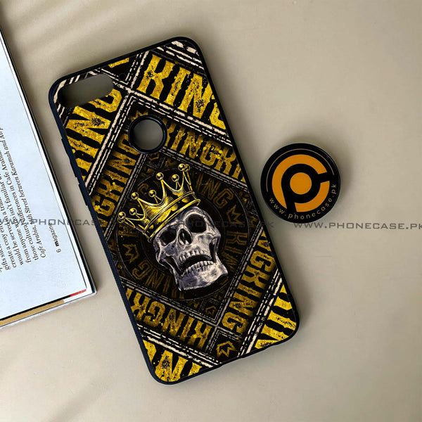 HUAWEI Y7 PRIME (2018) - King Skull Golden - Premium Printed Glass soft Bumper Shock Proof Case