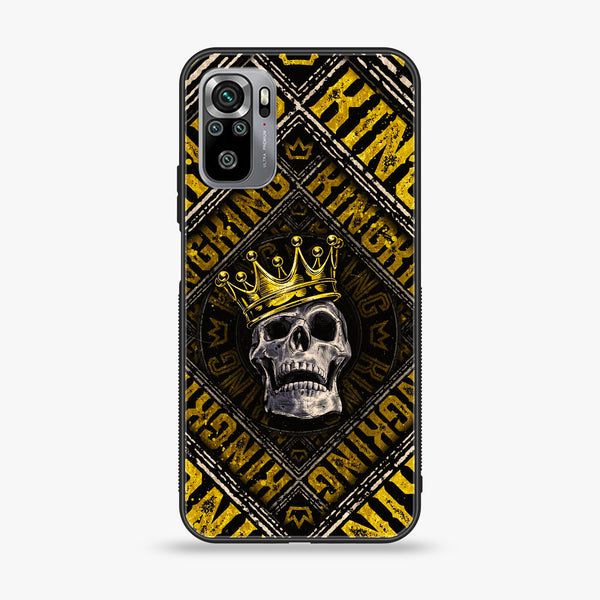 Xiaomi Redmi Note 10S -  King Skull Golden - Premium Printed Glass soft Bumper shock Proof Case