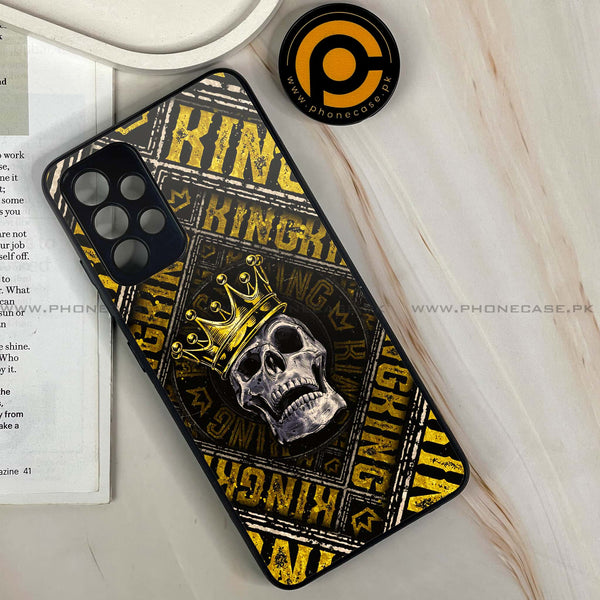 Samsung Galaxy A32 - King Skull Golden - Premium Printed Glass soft Bumper shock Proof Case