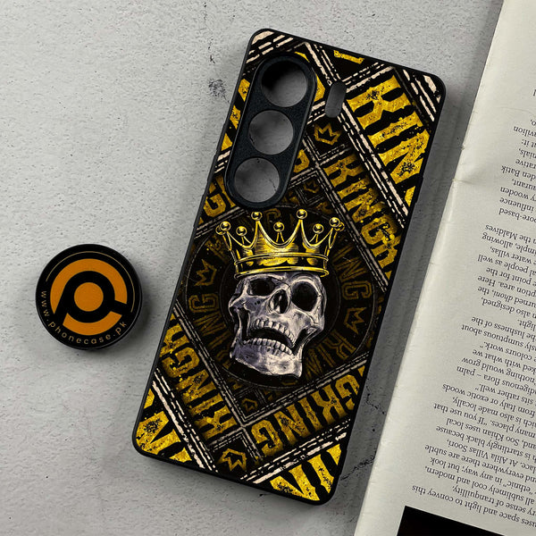Tecno Camon 40 - King Skull Golden - Premium Metal Printed Soft Bumper Shockproof Case