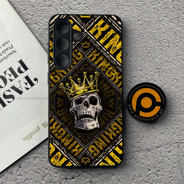 Samsung Galaxy S25 FE - King Skull Golden - Premium Metal Printed soft Bumper shock Proof Case
