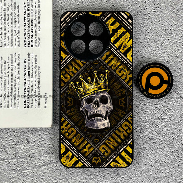 Tecno Spark 30 Pro - King Skull Golden - Premium Printed Metal soft Bumper shock Proof Case