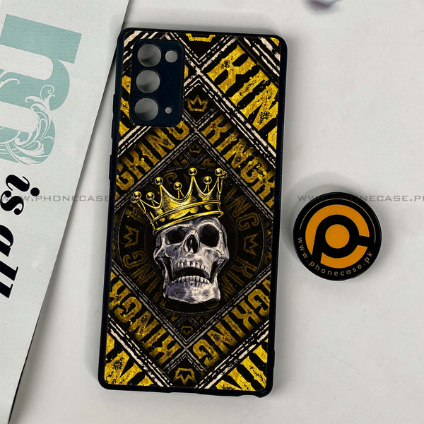 Samsung Galaxy Note 20 - King Skull Golden - Premium Printed Glass soft Bumper Shock Proof Case