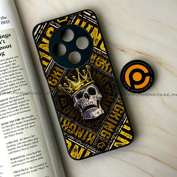 Oppo F27 Pro - King Skull Golden - Premium Metal Printed soft Bumper shock Proof Case