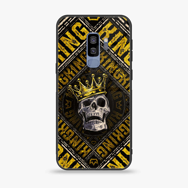 Samsung Galaxy S9 Plus - King Skull Golden - Premium Printed Glass soft Bumper Shock Proof Case