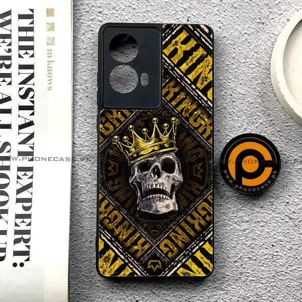 Moto G85 -King Skull Golden - Premium Printed Glass soft Bumper shock Proof Case