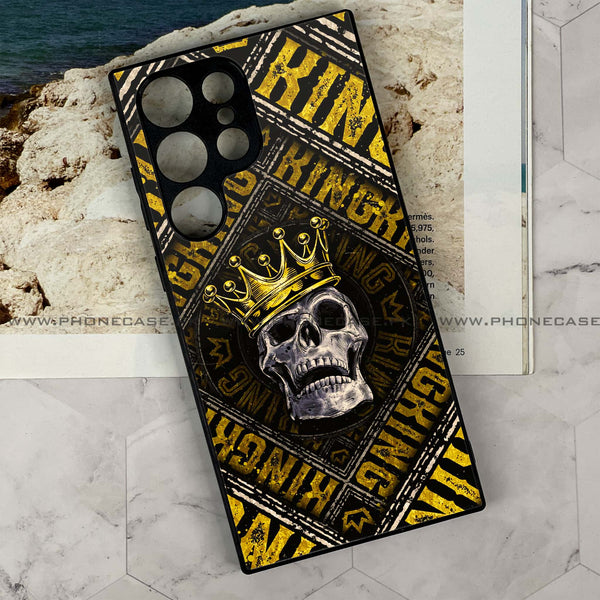 Samsung Galaxy S24 Ultra - King Skull Golden - Premium Metal Printed soft Bumper shock Proof Case