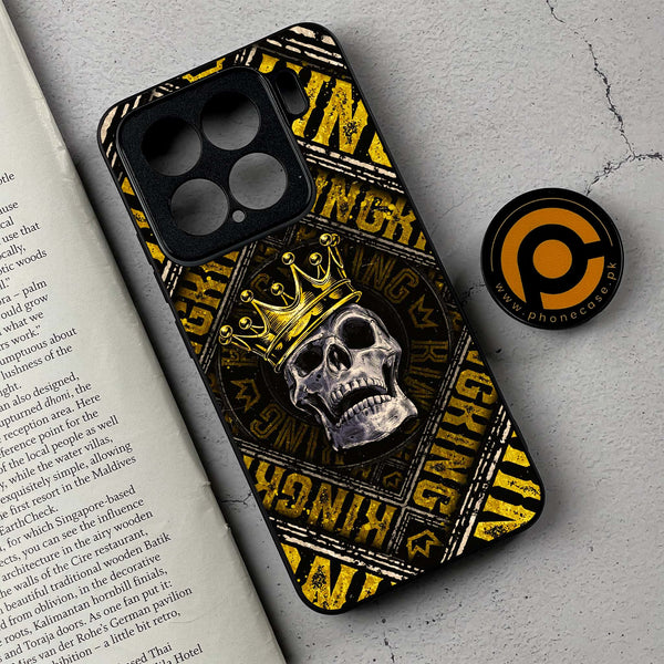 Xiaomi 15 - King Skull Golden - Premium Metal Printed soft Bumper shock Proof Case