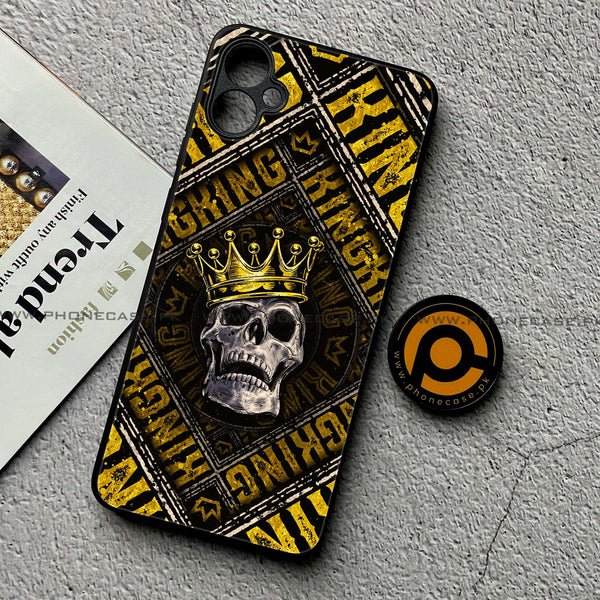 Samsung Galaxy A05 - King Skull Golden - Premium Metal Printed soft Bumper shock Proof Case