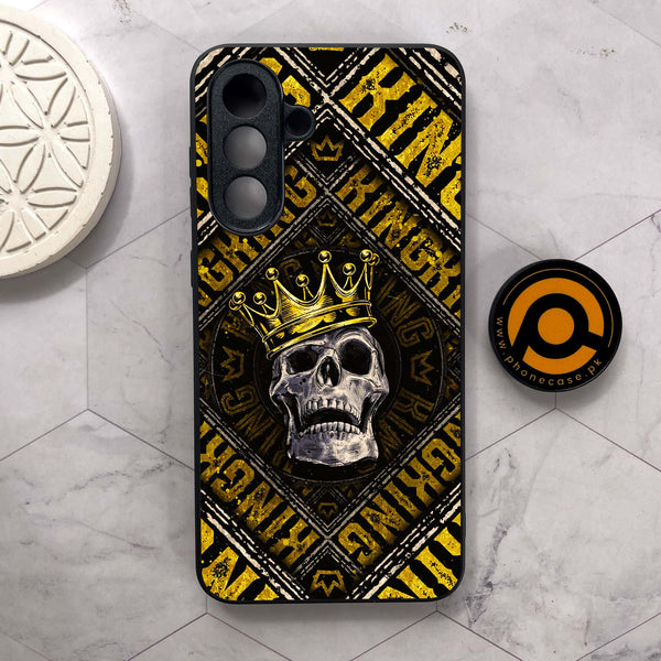 Samsung Galaxy A26 5G - King Skull Golden - Premium Metal Printed soft Bumper shock Proof Case