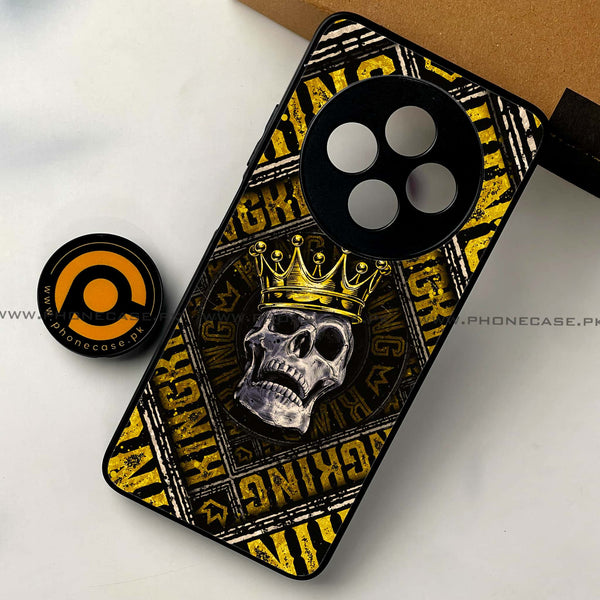 Oppo Reno 12F 4G - King Skull Golden - Premium Printed Glass soft Bumper shock Proof Case