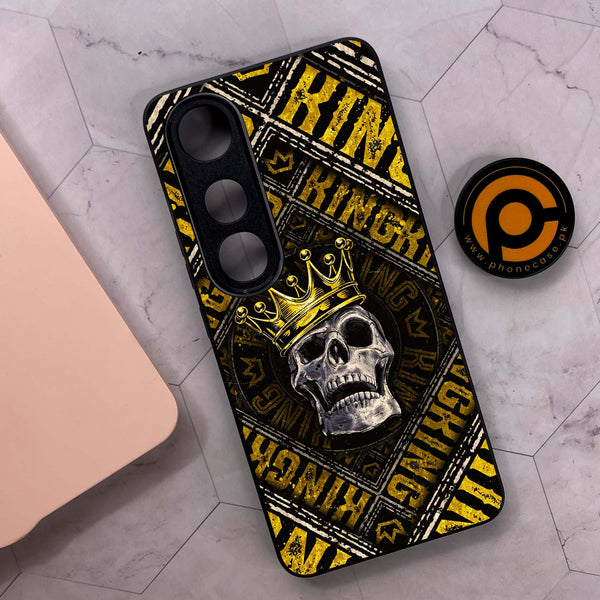 Vivo V50 Lite - King Skull Golden - Premium Metal Printed soft Bumper shock Proof Case