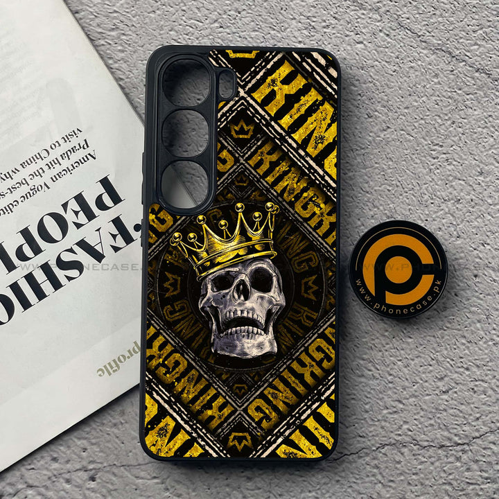 Vivo V40 Lite (IDN) - King Skull Golden - Premium Metal Printed soft Bumper Shock Proof Case