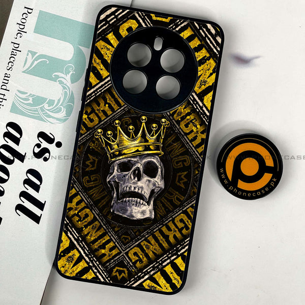 Realme 12 - King Skull Golden - Premium Printed Glass soft Bumper Shock Proof Case