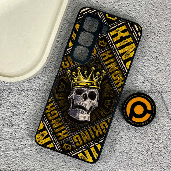 Infinix Hot 50 4G - King Skull Golden - Premium Metal Printed soft Bumper shock Proof Case CS-45957
