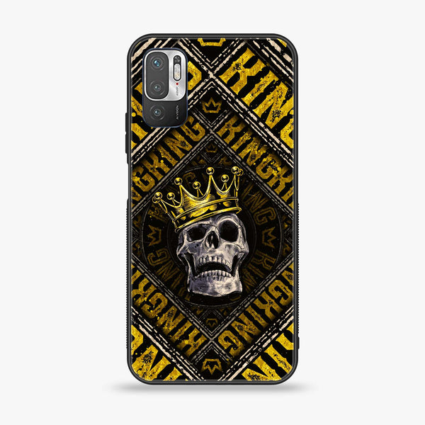 Xiaomi Redmi Note 10 5G - King Skull Golden - Premium Printed Glass soft Bumper shock Proof Case