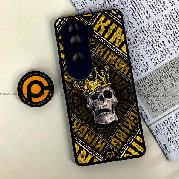 Vivo V40e - King Skull Golden - Premium Printed Glass soft Bumper shock Proof Case