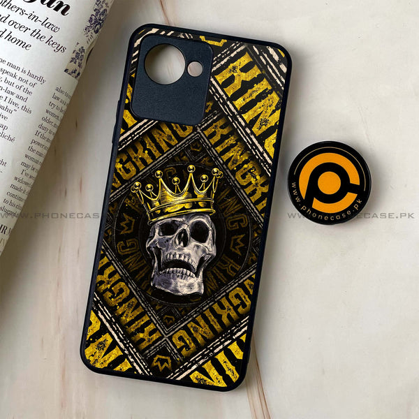 Realme C30 - King Skull Golden - Premium Printed Glass soft Bumper Shock Proof Case