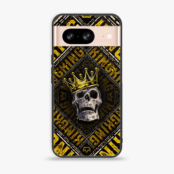 Google Pixel 8 - King Skull Golden - Premium Printed Glass soft Bumper Shock Proof Case