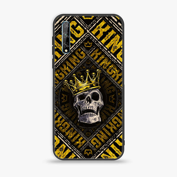 Huawei Y8p - King Skull Golden - Premium Printed Glass soft Bumper Shock Proof Case