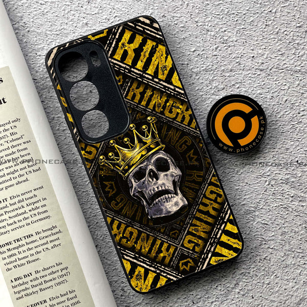 Vivo Y19s Pro - King Skull Golden - Premium Metal Printed soft Bumper shock Proof Case