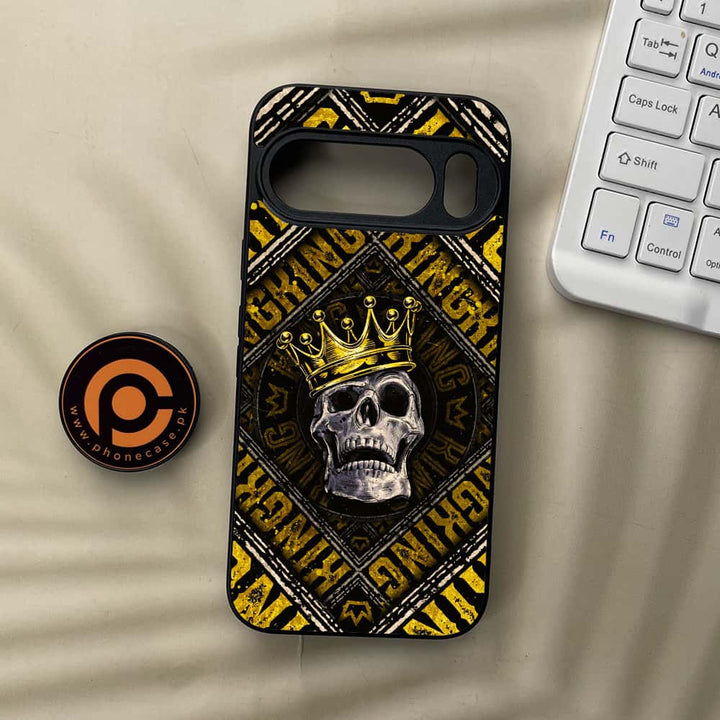 Google Pixel 10 Pro  - King Skull Golden - Premium Metal Printed soft Bumper Shock Proof Case