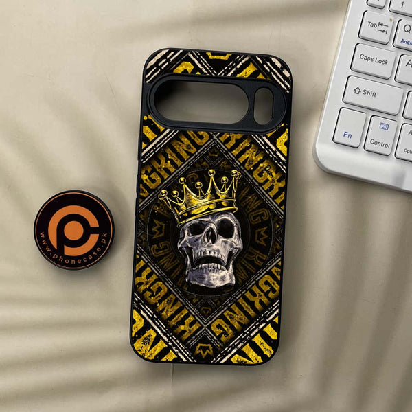 Google Pixel 10  - King Skull Golden - Premium Metal Printed soft Bumper Shockof Case