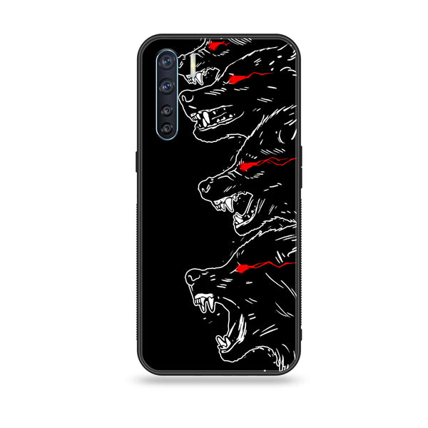 Oppo F15 - Black Art Design 7- Premium Printed Glass soft Bumper shock Proof Case CS-11890