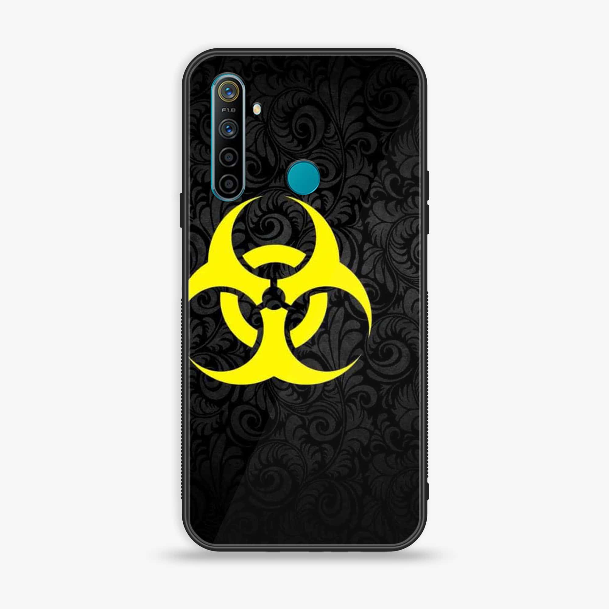 Realme 5i Biohazard Sign Series Premium Printed Glass soft Bumper shock Proof Case
